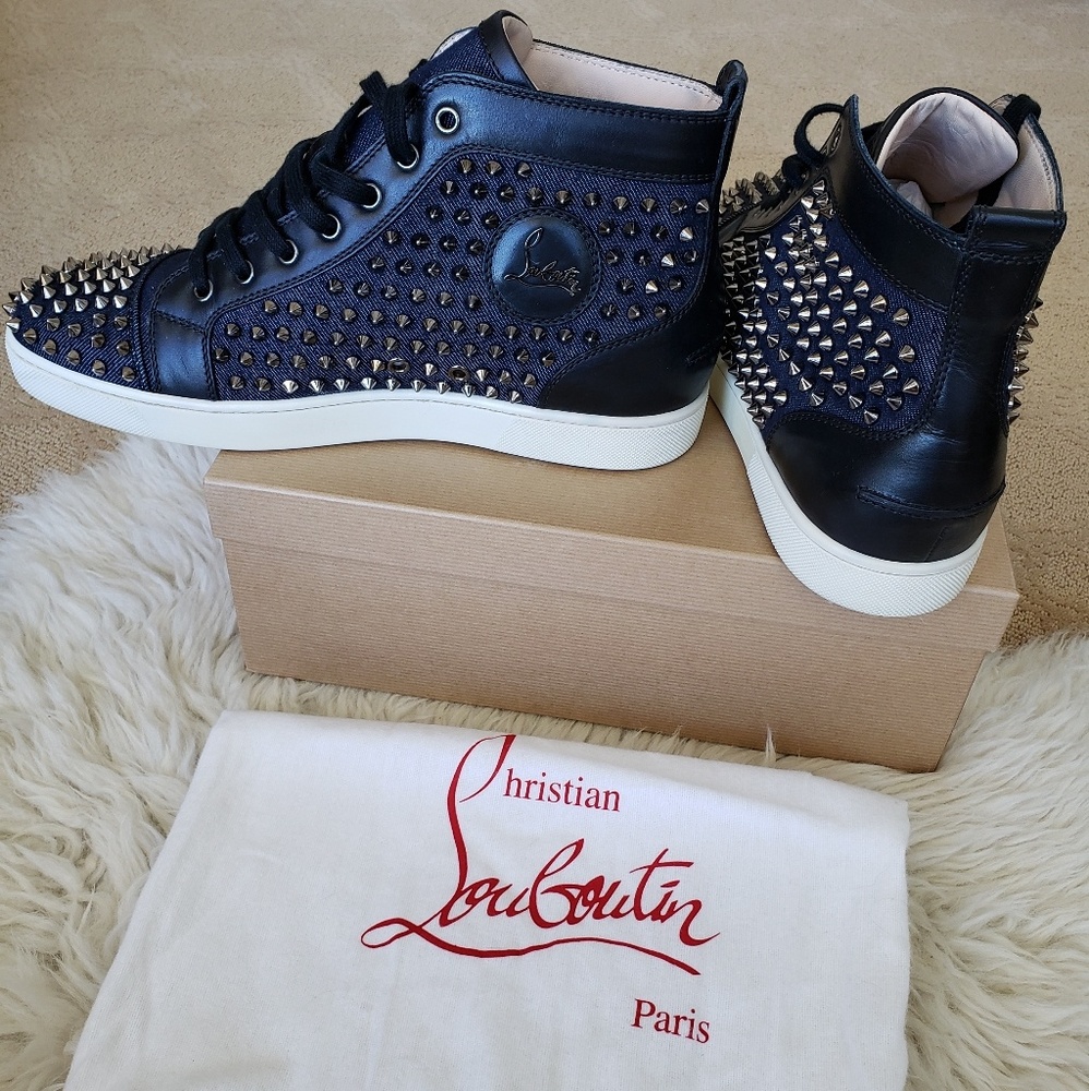 Christian Louboutin flat jean calf spike sneaker